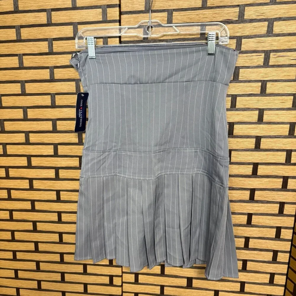 One Clothing Gray And White Stripe Strapless‎ Dress Size Medium - Picture 2 of 7